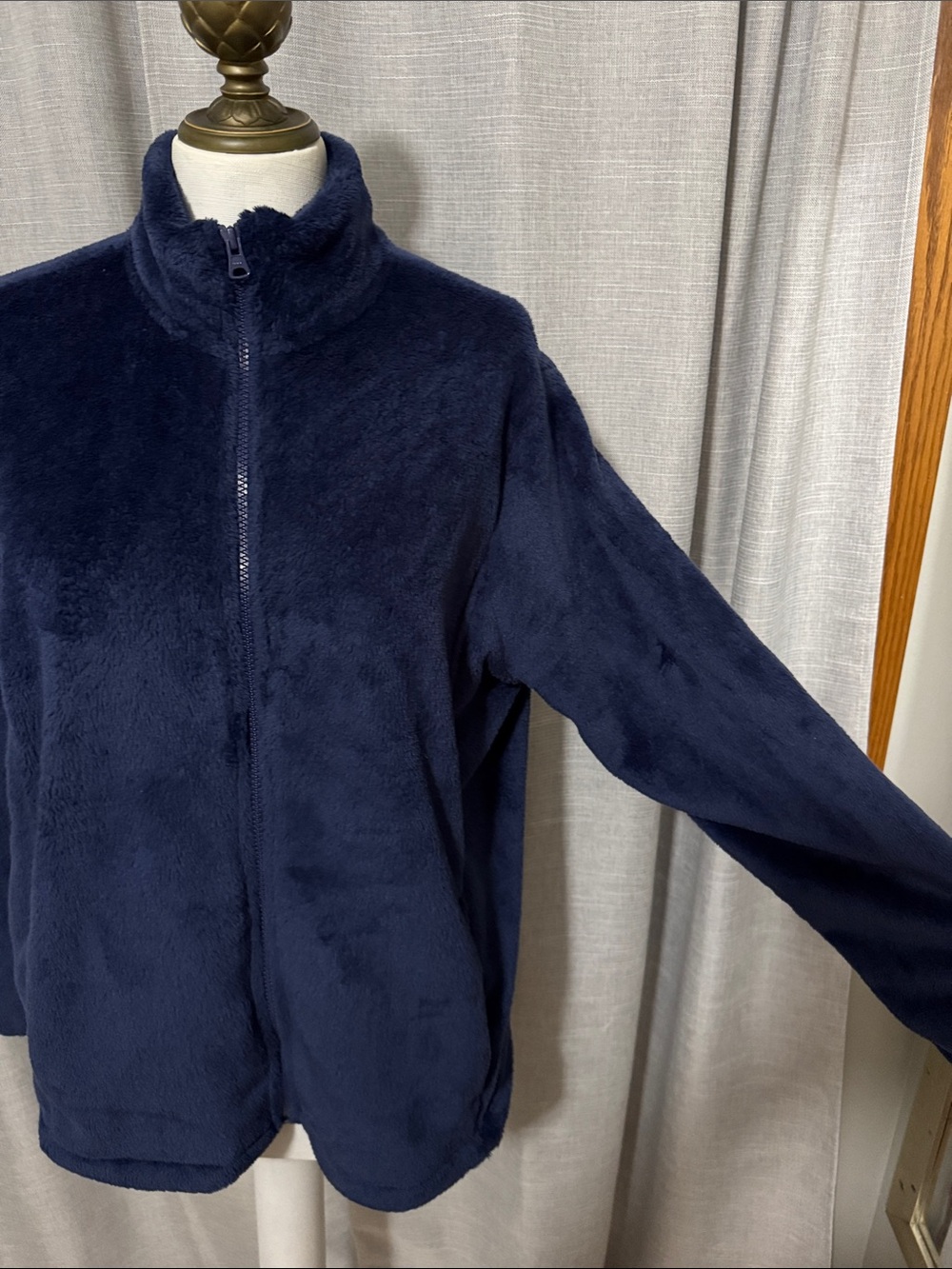 Wmns LANDS END Plush FullZip-Sz XL Petite-Navy-Pockets-EUC - Picture 4 of 15